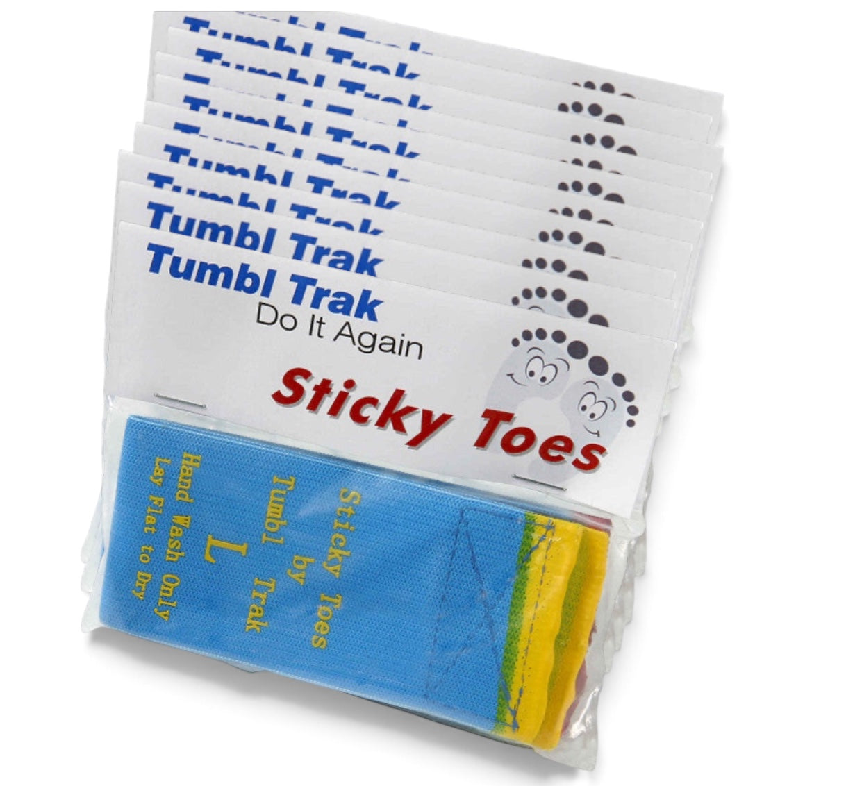 UK Gym Pits Sticky Toes velcro straps for cheerleading and gymnastics training in a clear retail pack