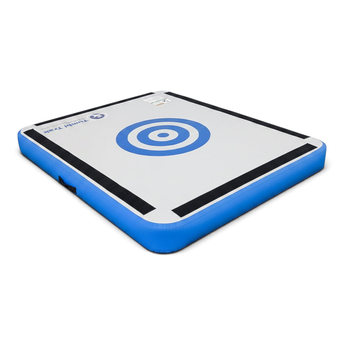 UK Gym Pits Sweet Spot inflatable gymnastics training mat with blue target design and non-skid base
