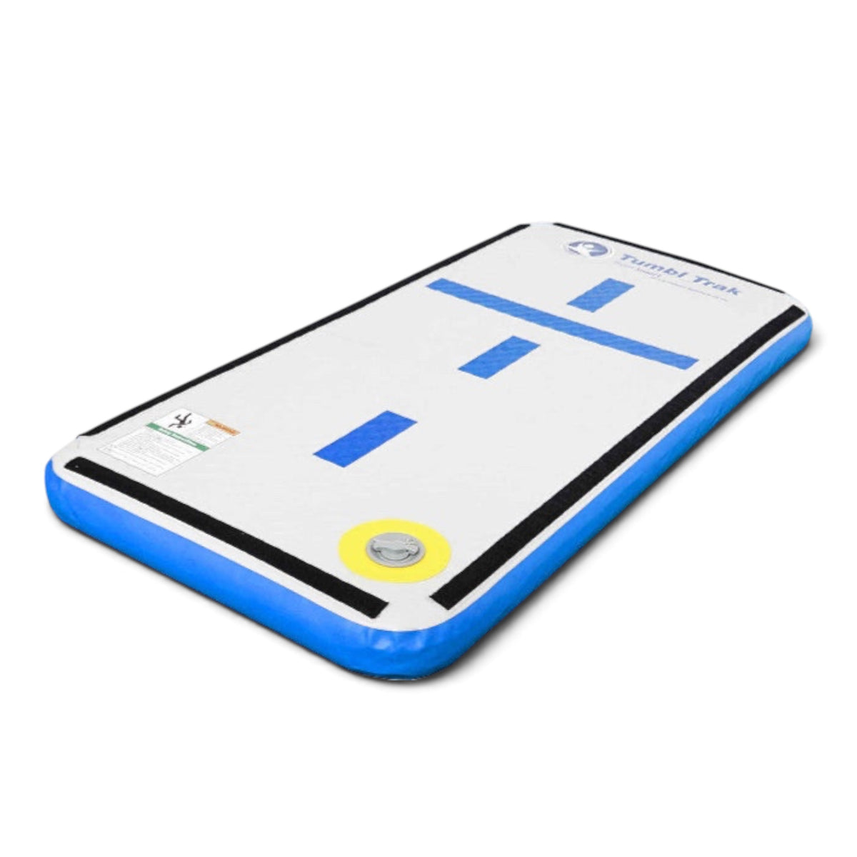 UK Gym Pits Sweet Spot inflatable gymnastics training mat with blue and white vinyl surface and air valve
