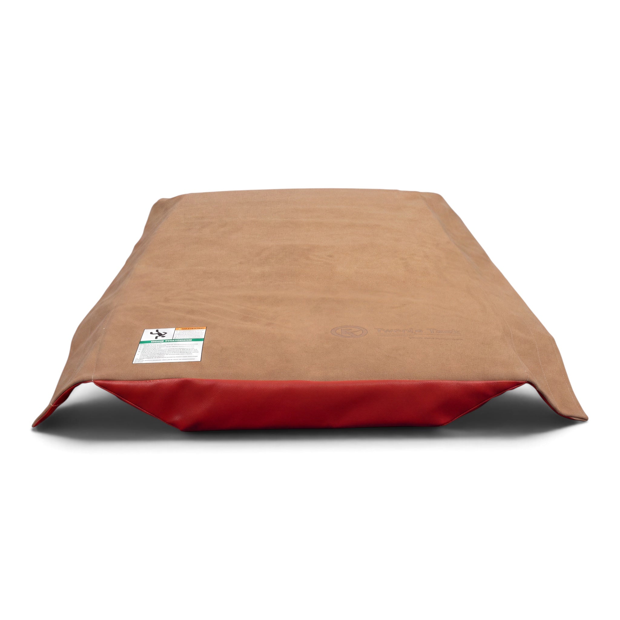 UK Gym Pits Velcro T-Trainer Cover Pro with tan suede top and red sides for vault training