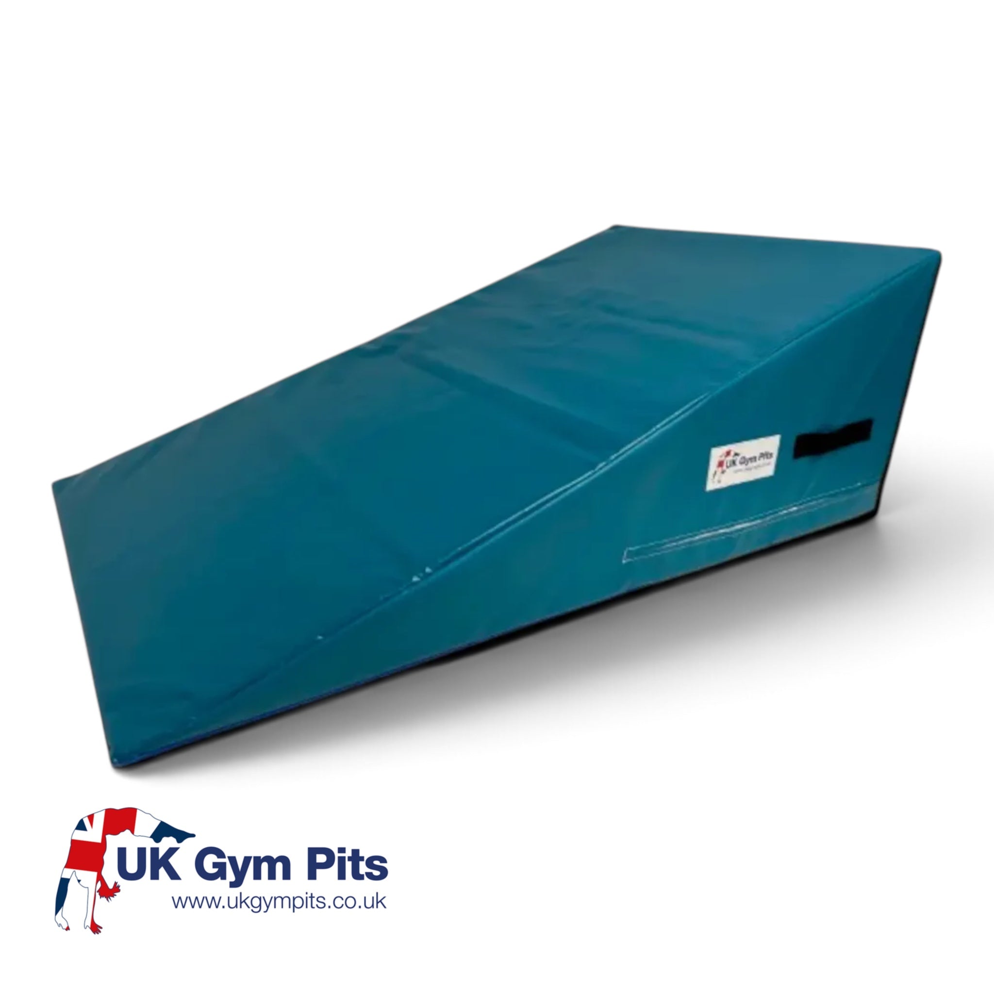 UK Gym Pits teal inclined wedge soft play mat with carry handles and anti-slip base for gymnastics and exercise