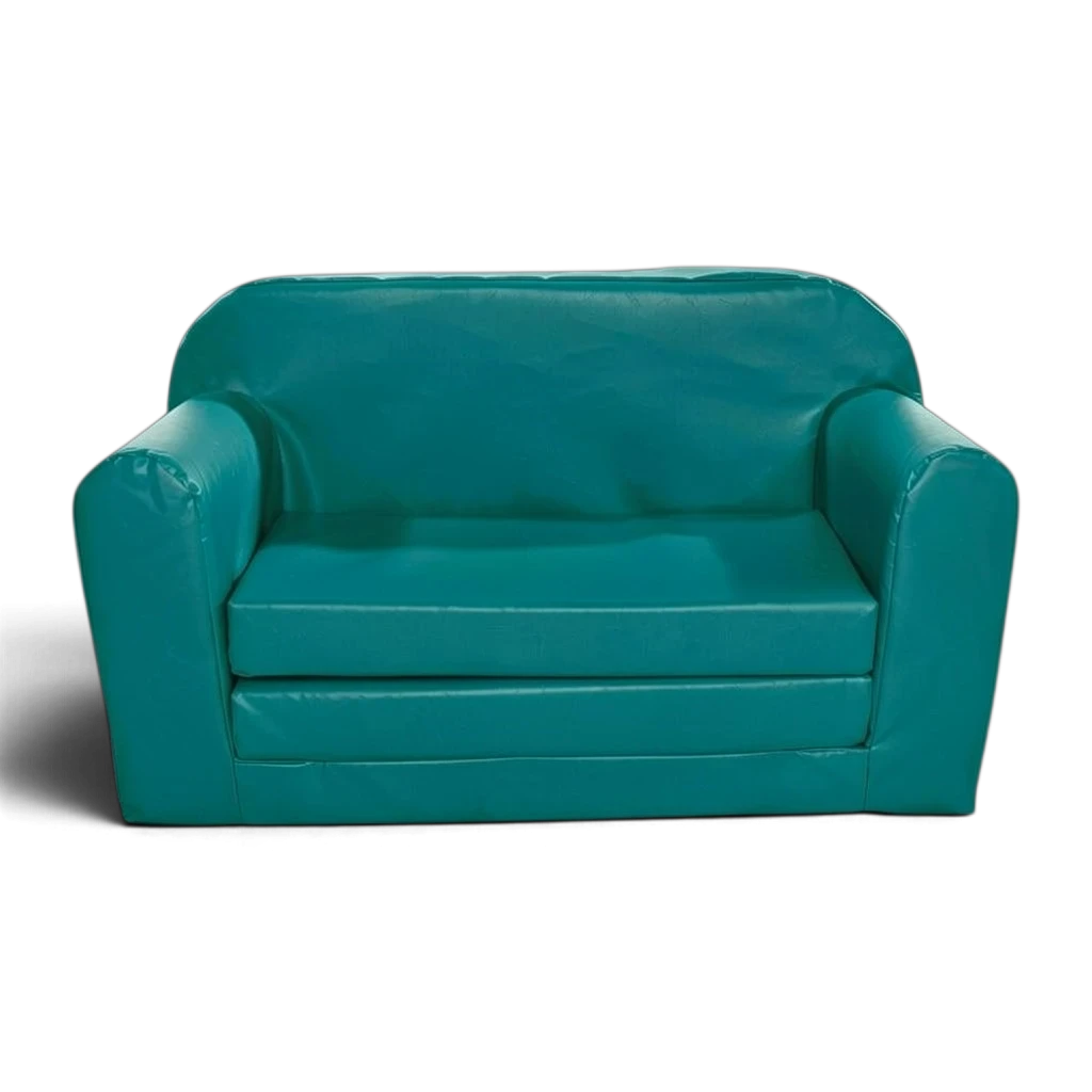 UK Gym Pits teal vinyl children's soft play sofa bed for nurseries and schools