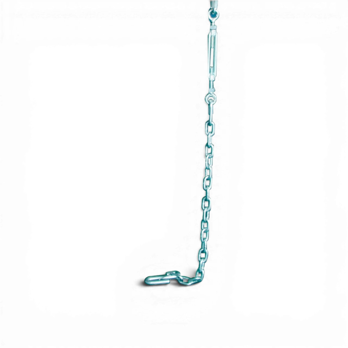UK Gym Pits metal tension chain and turnbuckle system for securing gymnastics equipment to the floor