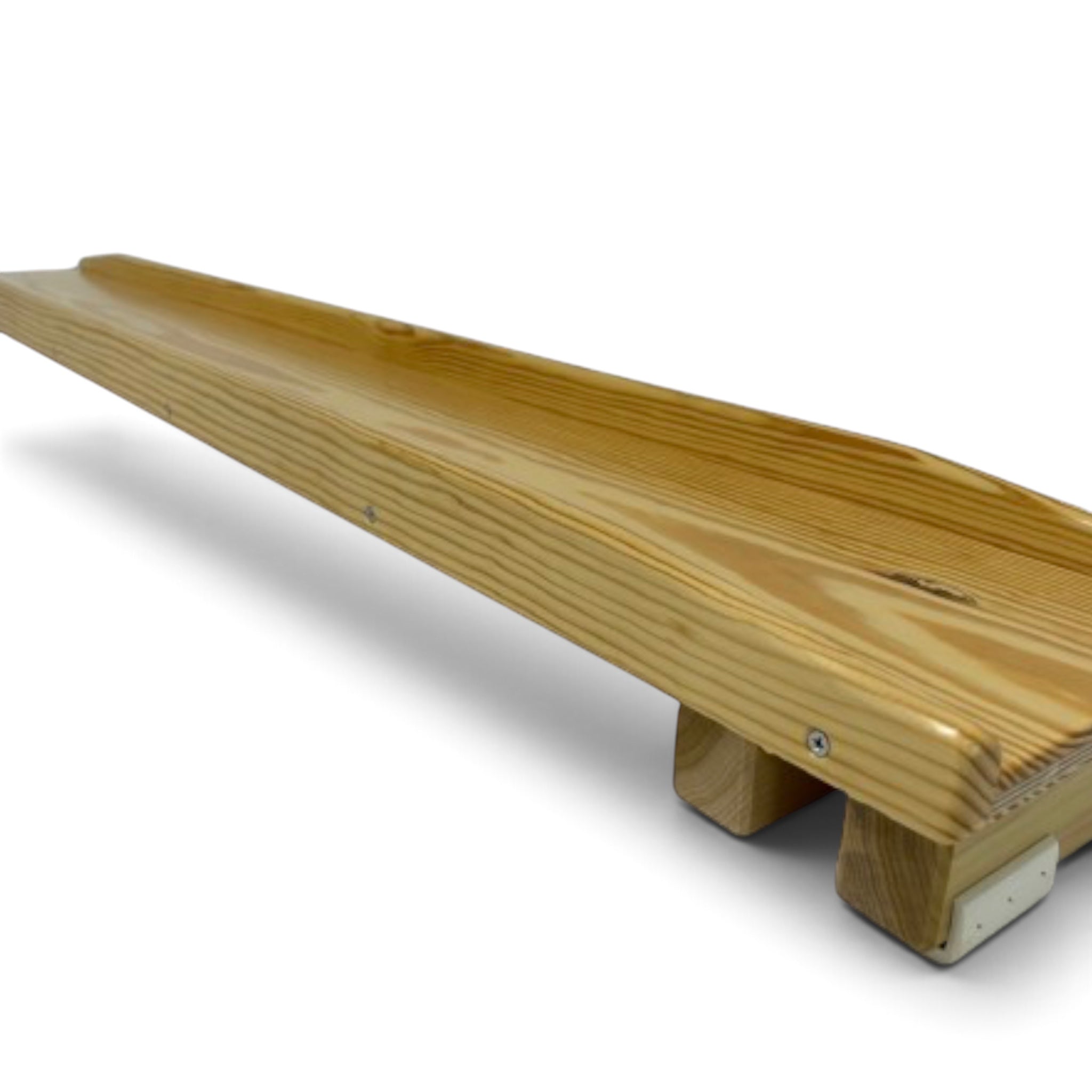 UK Gym Pits natural timber agility linking slide with side rails and non-slip rubber feet for school gym equipment.