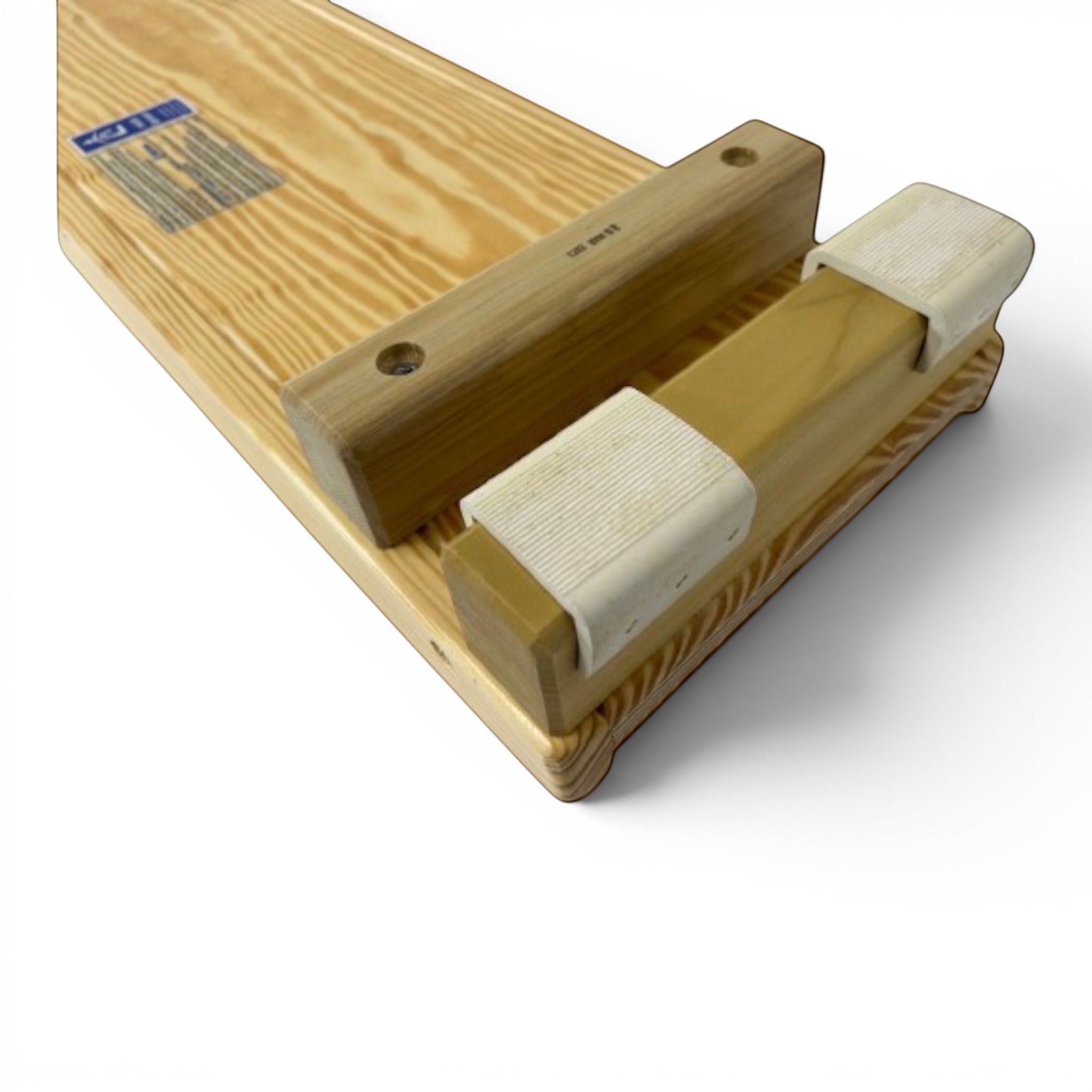 UK Gym Pits natural timber agility linking slide with side rails and non-slip rubber feet for school gym equipment.