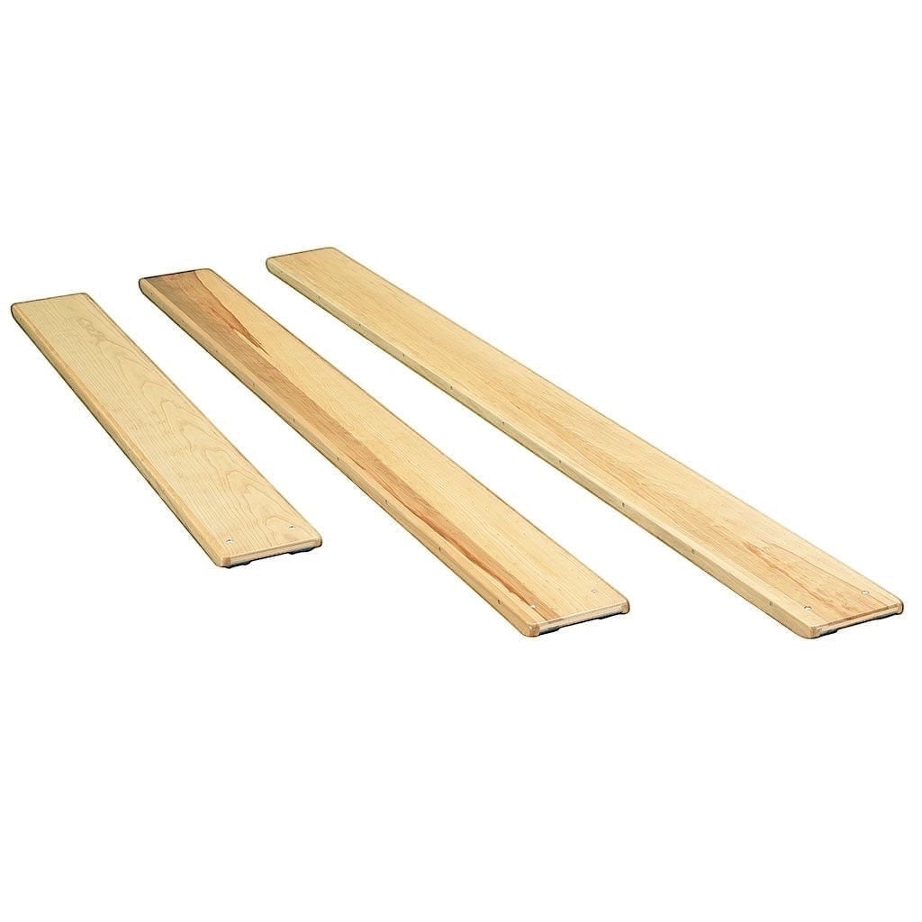 UK Gym Pits natural timber agility linking planks in three different lengths for school balance and climbing equipment.