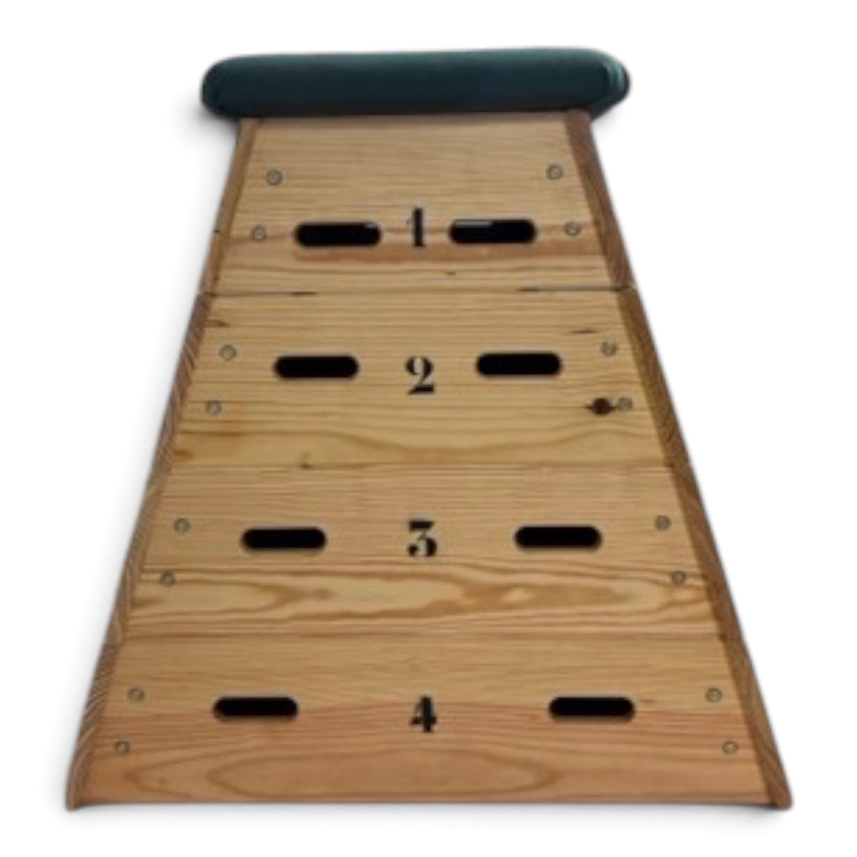 UK Gym Pits 4-tiered timber gymnastics vault box with numbered sections and a padded top for school training
