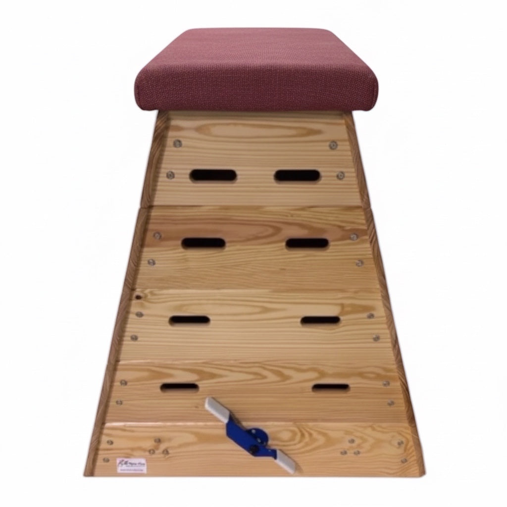 UK Gym Pits timber vault box with a padded top and handholds for gymnastics training in schools and clubs