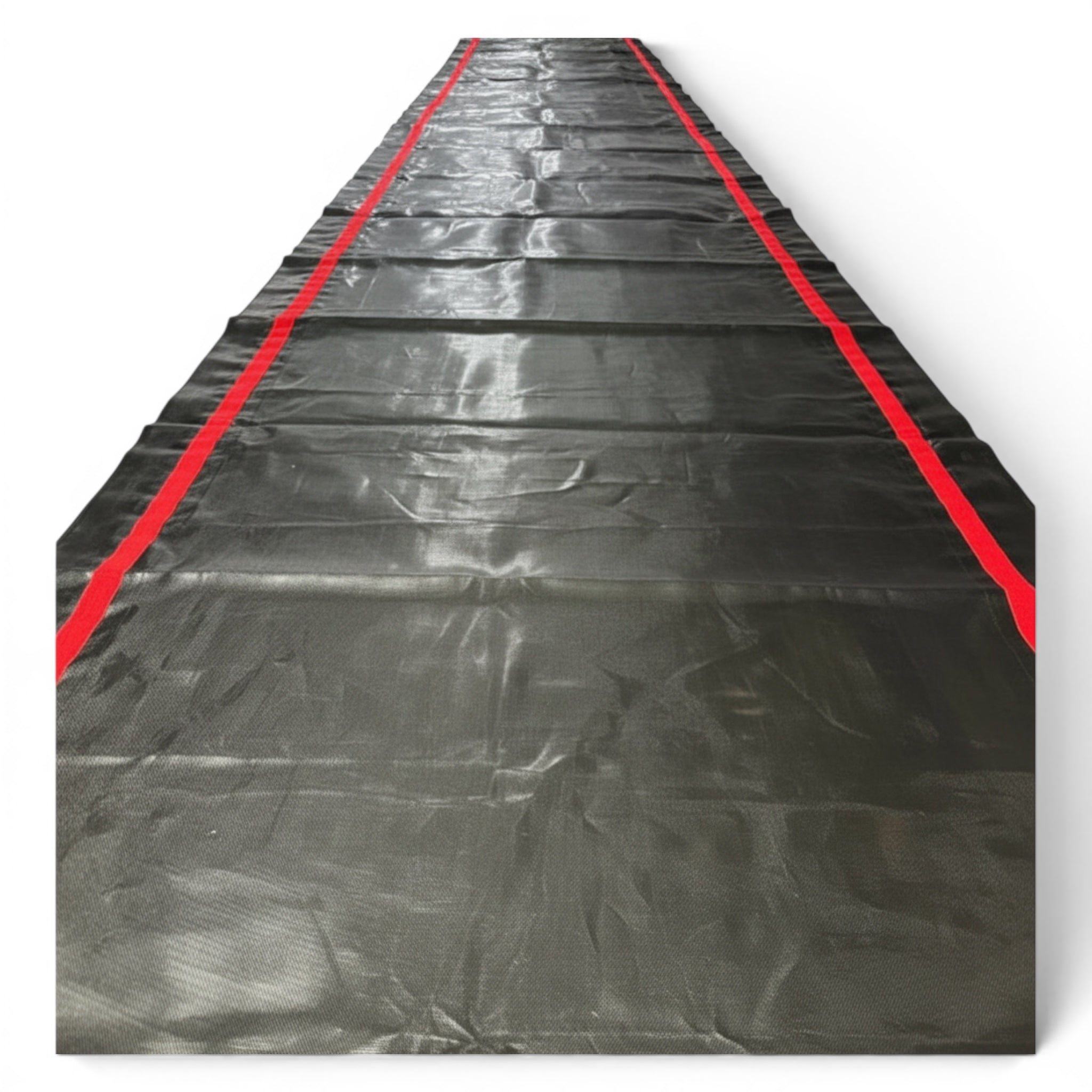 UK Gym Pits 9-metre black Tumbl Trak replacement bed with red side stripes for gymnastics equipment