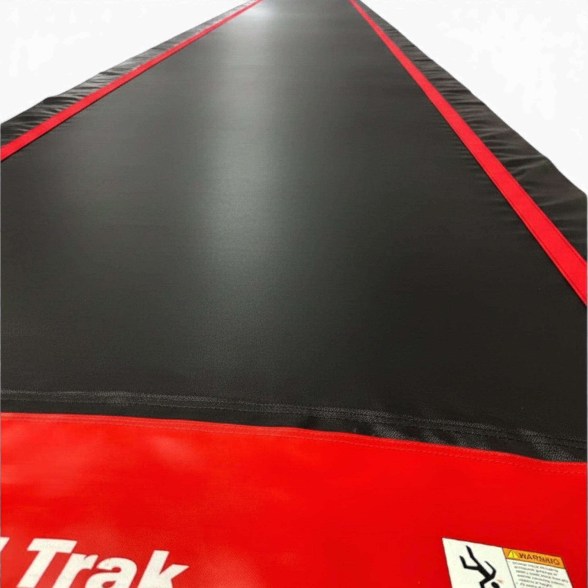 UK Gym Pits 9 metre Tumbl Trak replacement bed in black and red, featuring durable vinyl construction.