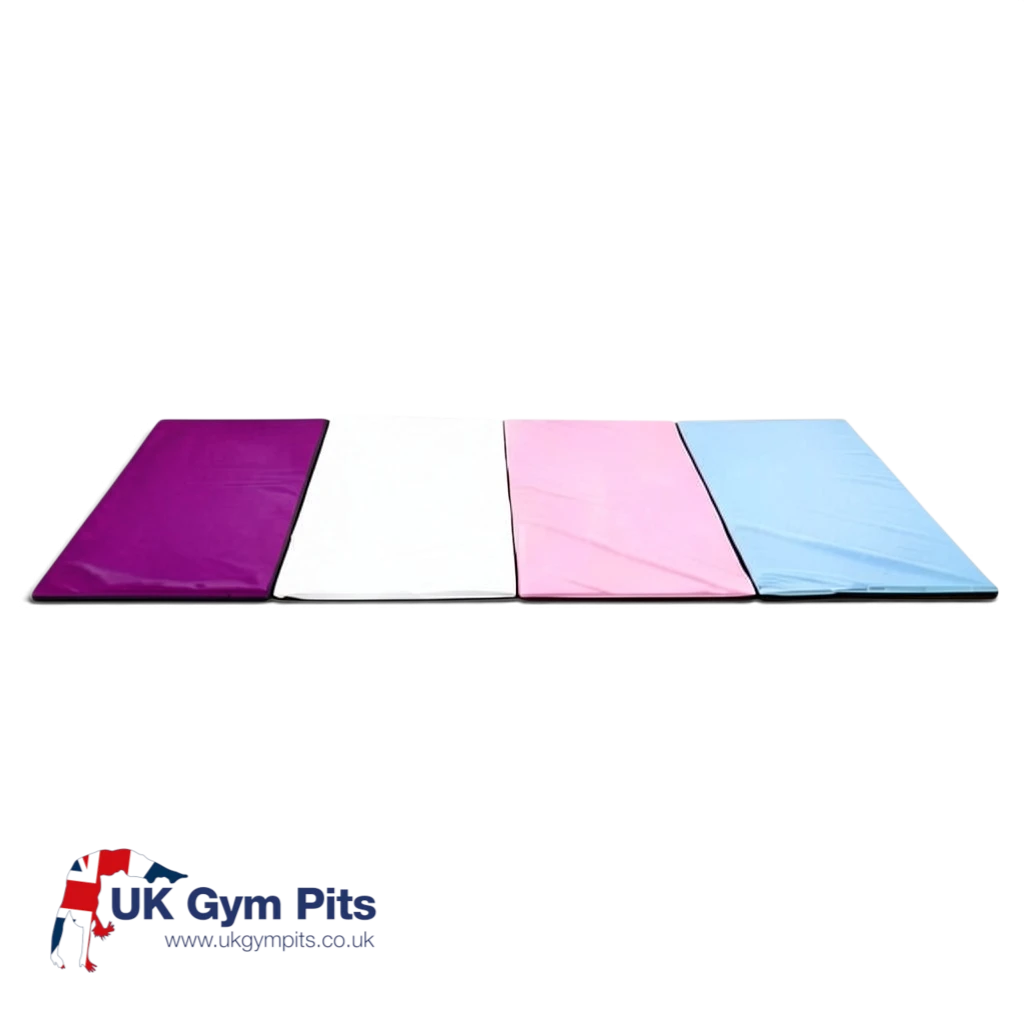 UK Gym Pits set of four multi-coloured tumbling play mats with anti-slip base and Velcro connectors for soft play