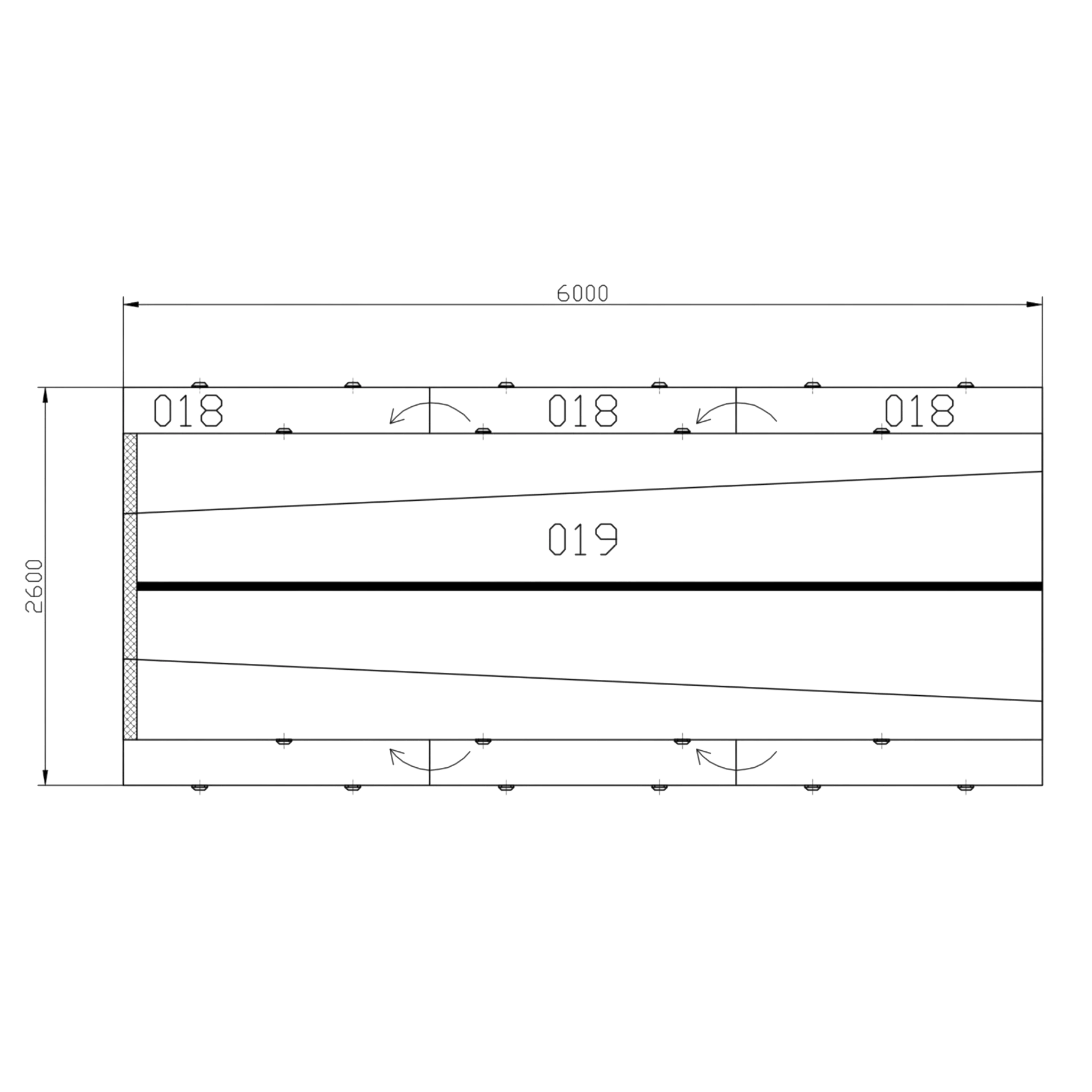 UK Gym Pits FIG approved vault landing mat layout diagram showing dimensions for base mats 018 and soft topper 019