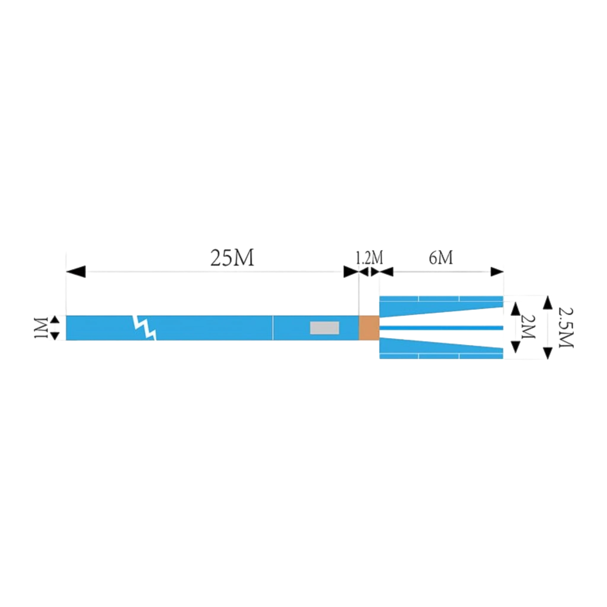 UK Gym Pits FIG approved vault landing mat system layout diagram showing dimensions for competition gymnastics mats.