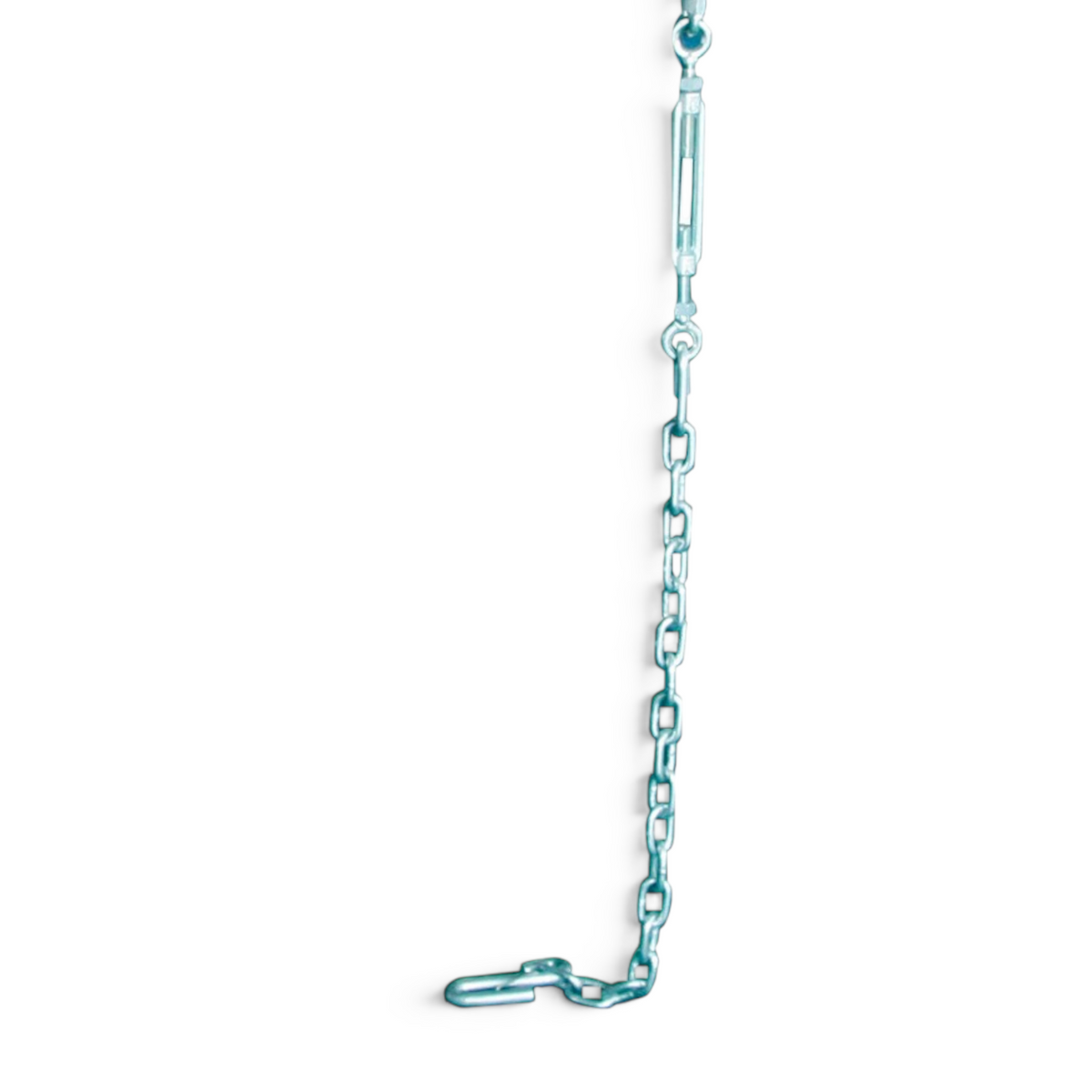 UK Gym Pits metal tension chain and turnbuckle system for securing gymnastics vaulting tables to the floor
