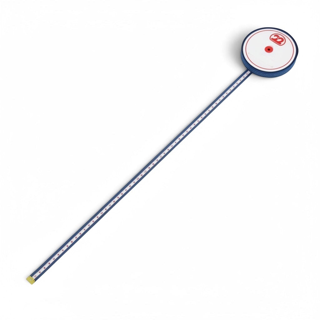 UK Gym Pits Velcro runway tape measure with cm and meter graduations for gymnastics vault and tumbling training.