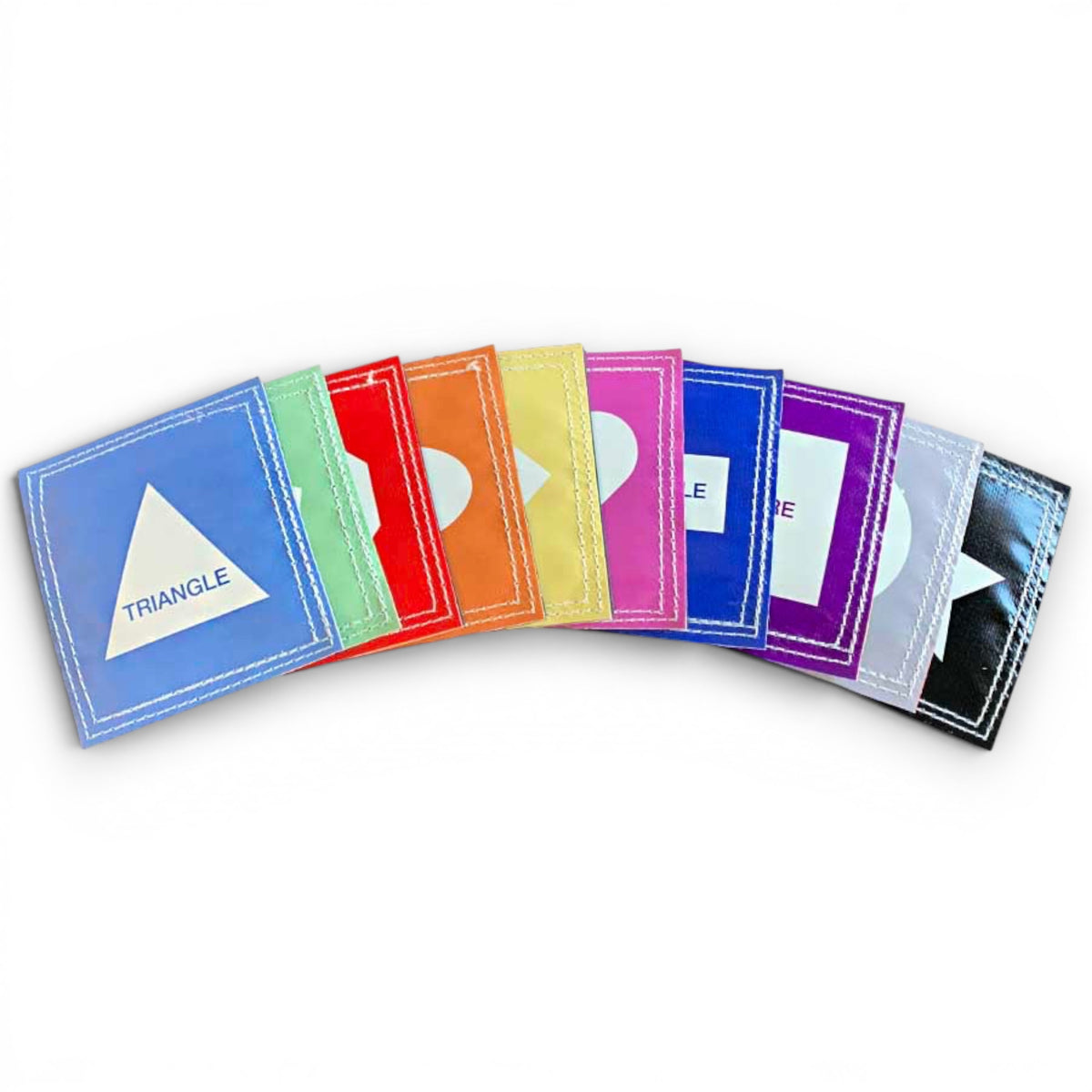 UK Gym Pits colourful vinyl velcro shape manipulatives for educational obstacle courses and learning activities