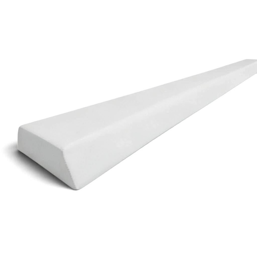 UK Gym Pits white PE foam floor balance beam with a durable PVC cover for gymnastics and soft play practice.