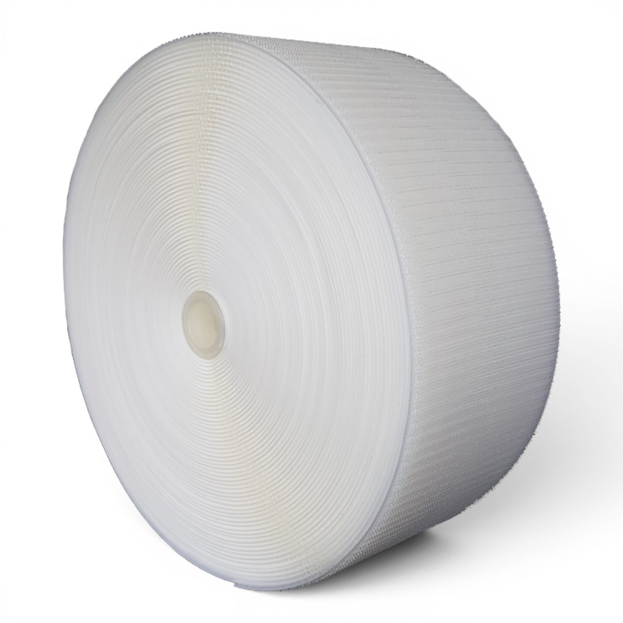UK Gym Pits white hook velcro roll for joining carpet mat rolls, 10cm wide and 25m long.