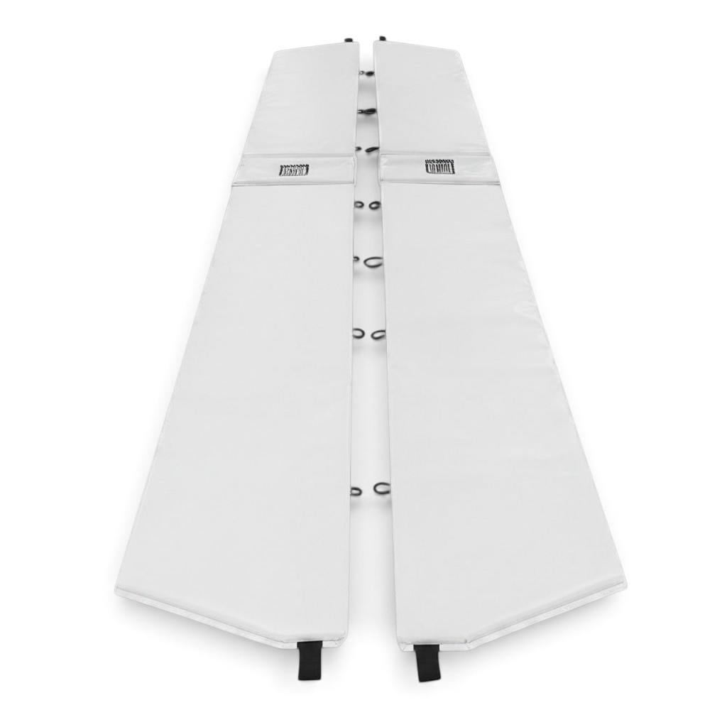 UK Gym Pits white PVC foam coverall frame pads for mini trampolines with lacing cords and secure fixings