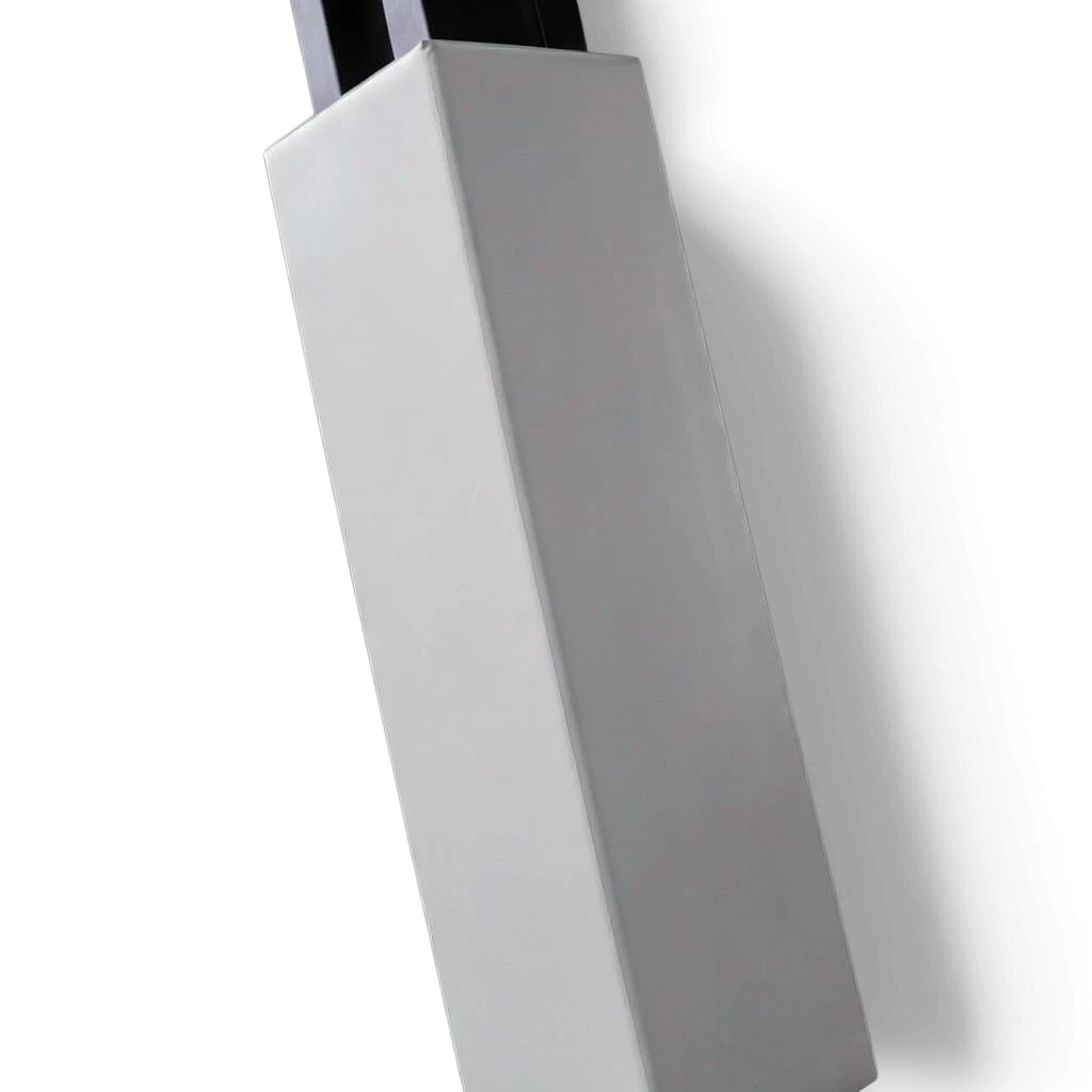 UK Gym Pits white square post protector made of shock-absorbing foam with a durable PVC cover for gym safety.