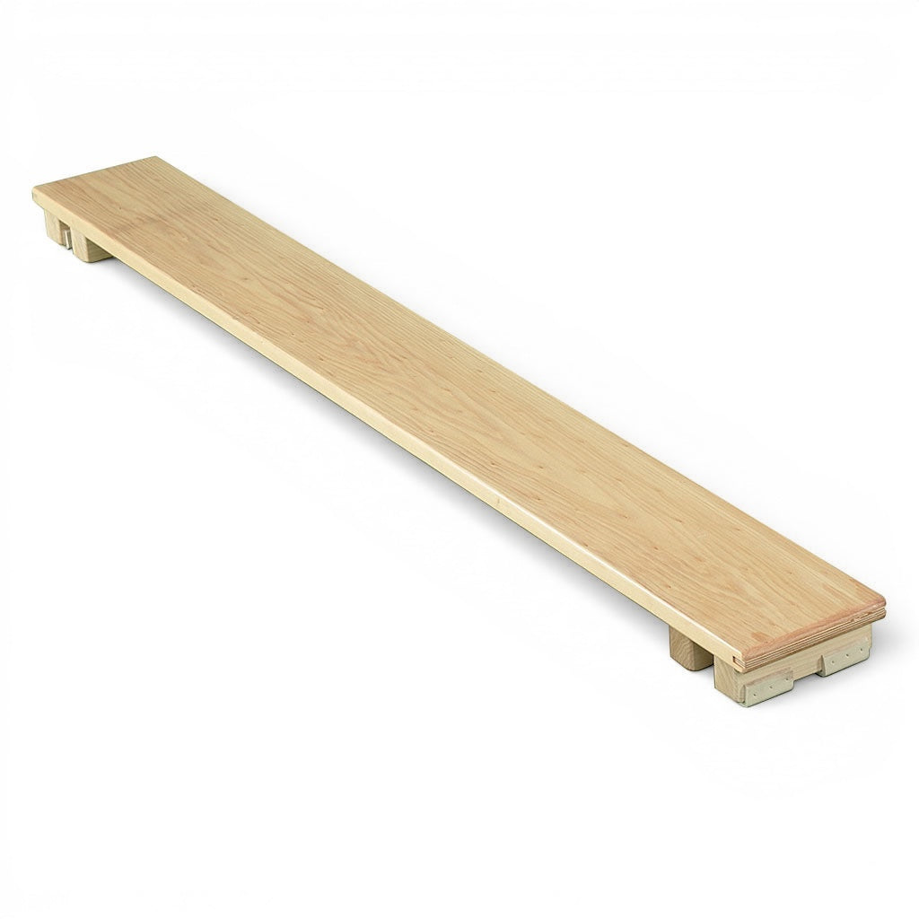 UK Gym Pits wooden agility plank for Key Stage 2 gymnastics training with blocks at both ends