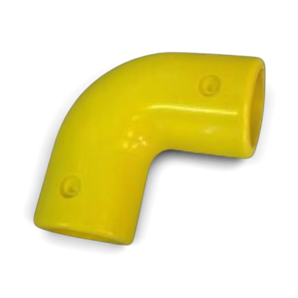 UK Gym Pits yellow 90 degree GRP elbow bend connector for handrail systems
