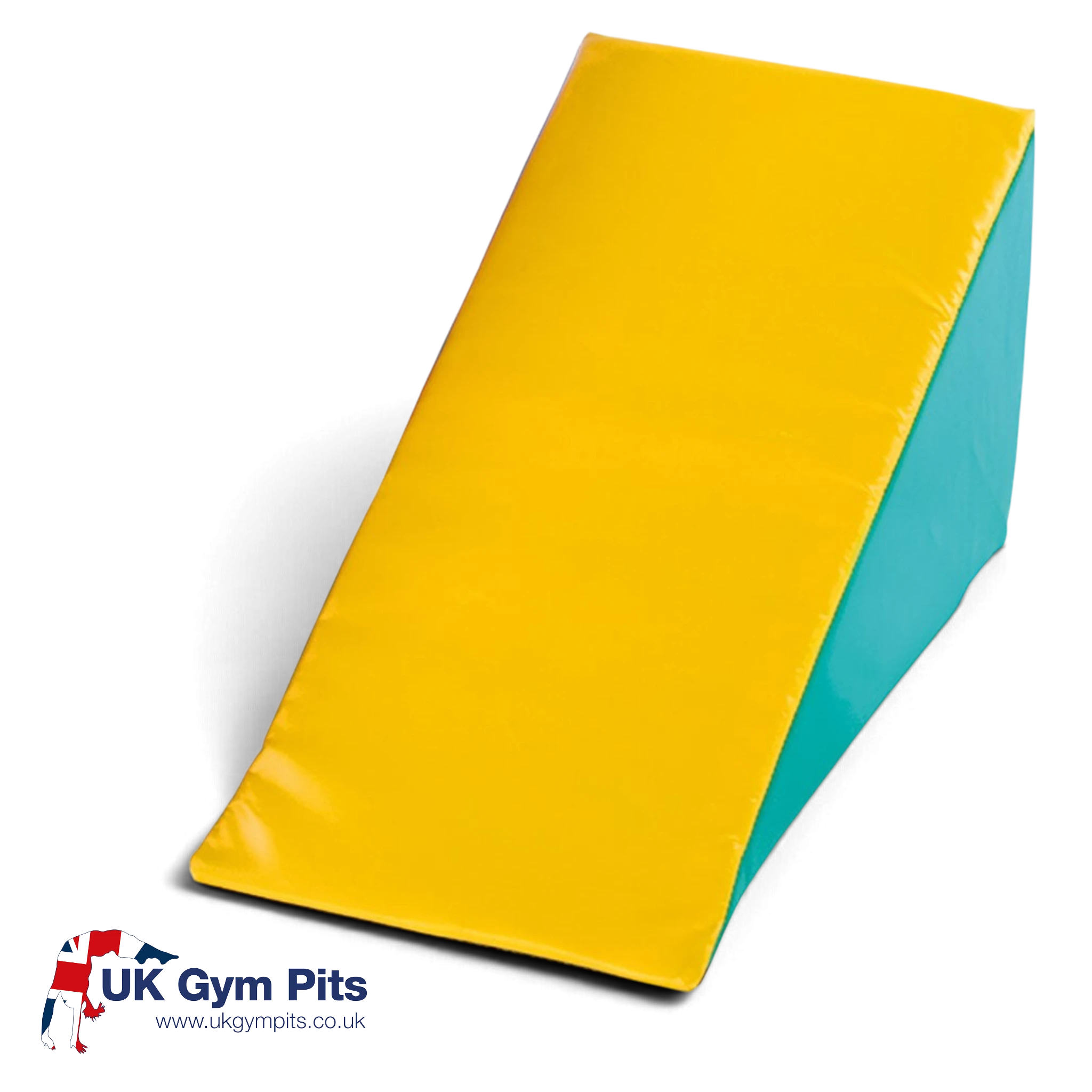 UK Gym Pits Jump for Joy Frolic yellow and green soft play wedge for children's gross motor skill development