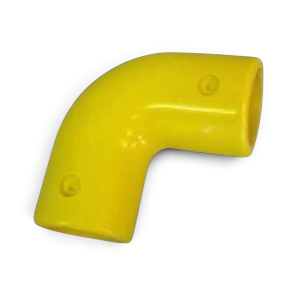 UK Gym Pits 90 degree yellow GRP elbow bend connector for handrail systems