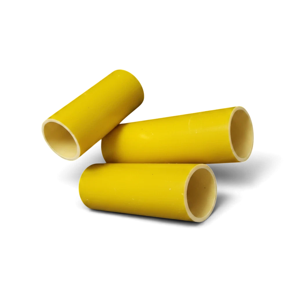 UK Gym Pits yellow GRP vertical upright posts for handrail systems, 99.5cm long with 5cm external diameter.