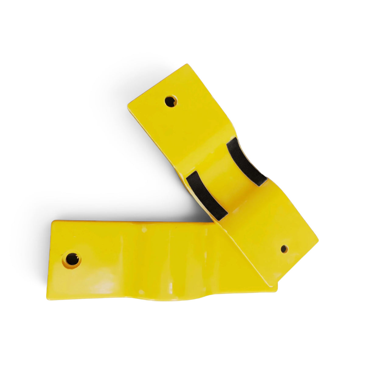 UK Gym Pits yellow GRP mesh safety panel connector fittings for securing panels to vertical upright posts