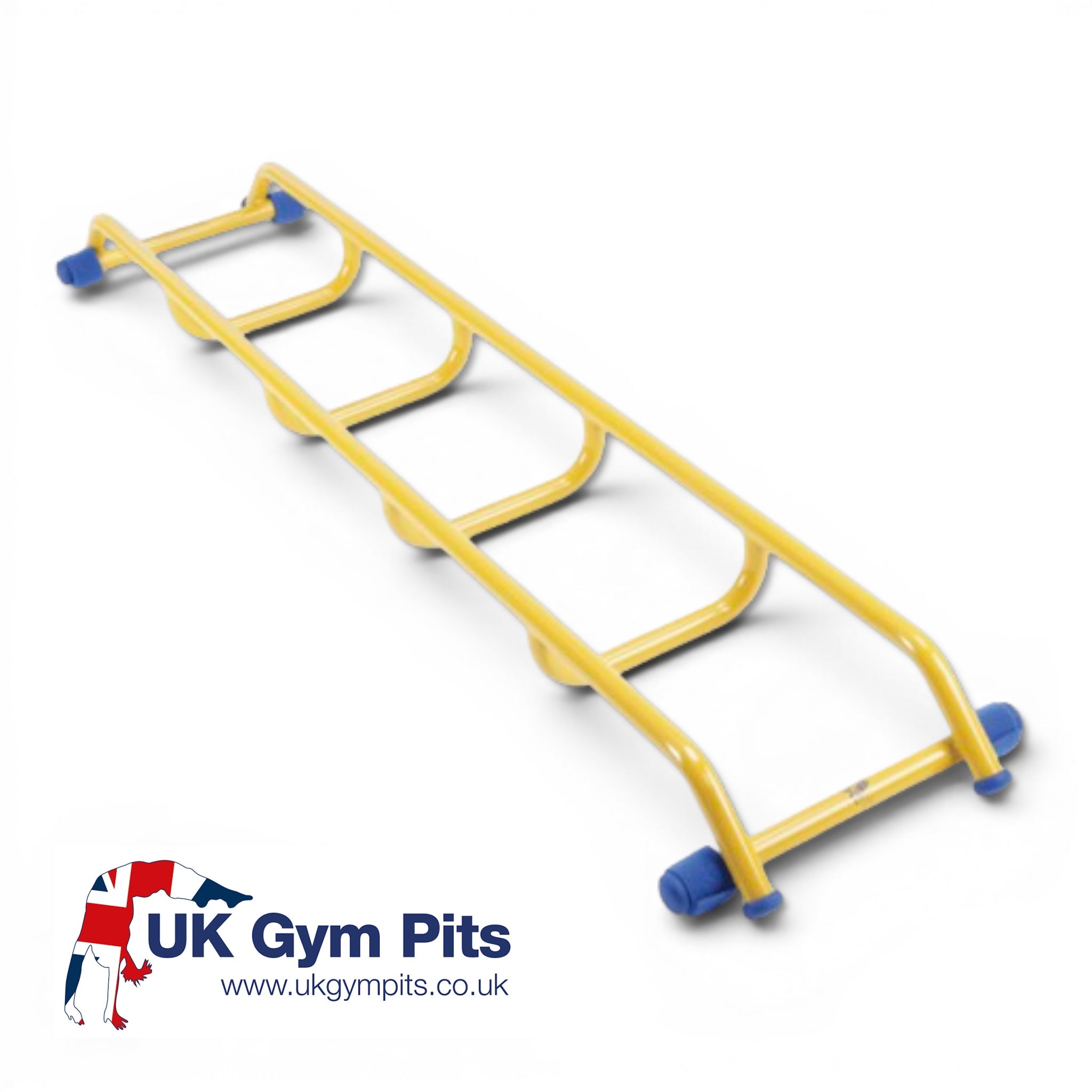 UK Gym Pits yellow powder-coated metal ladder with hook and loop fixing system for gymnastics equipment