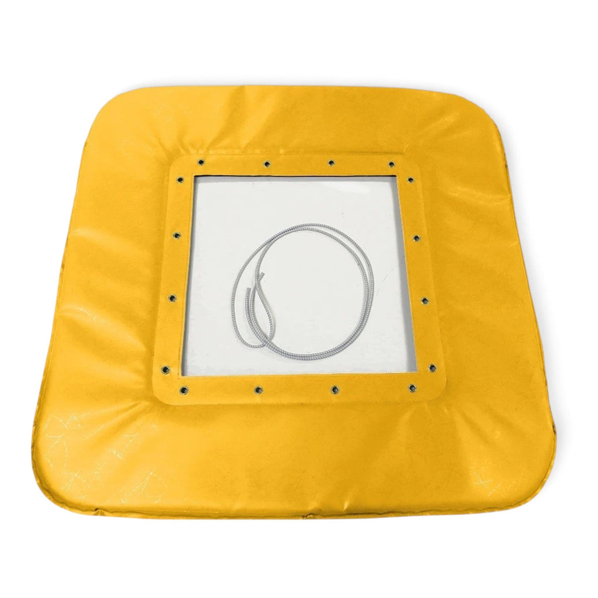 UK Gym Pits yellow PVC mini trampoline replacement frame pad with lacing cord and metal eyelets