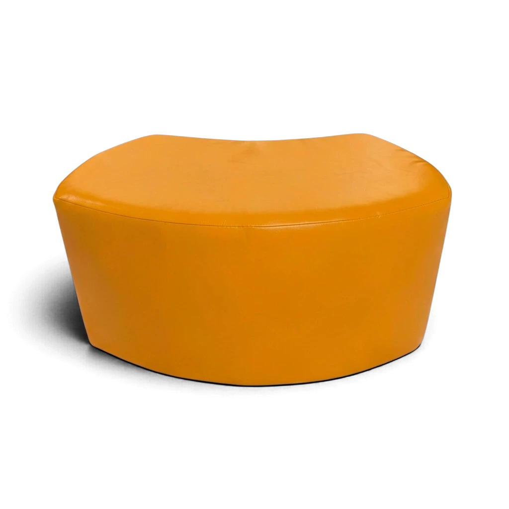 UK Gym Pits yellow modular snake seating section made of soft, easy-to-clean PVC foam for children's soft play areas.