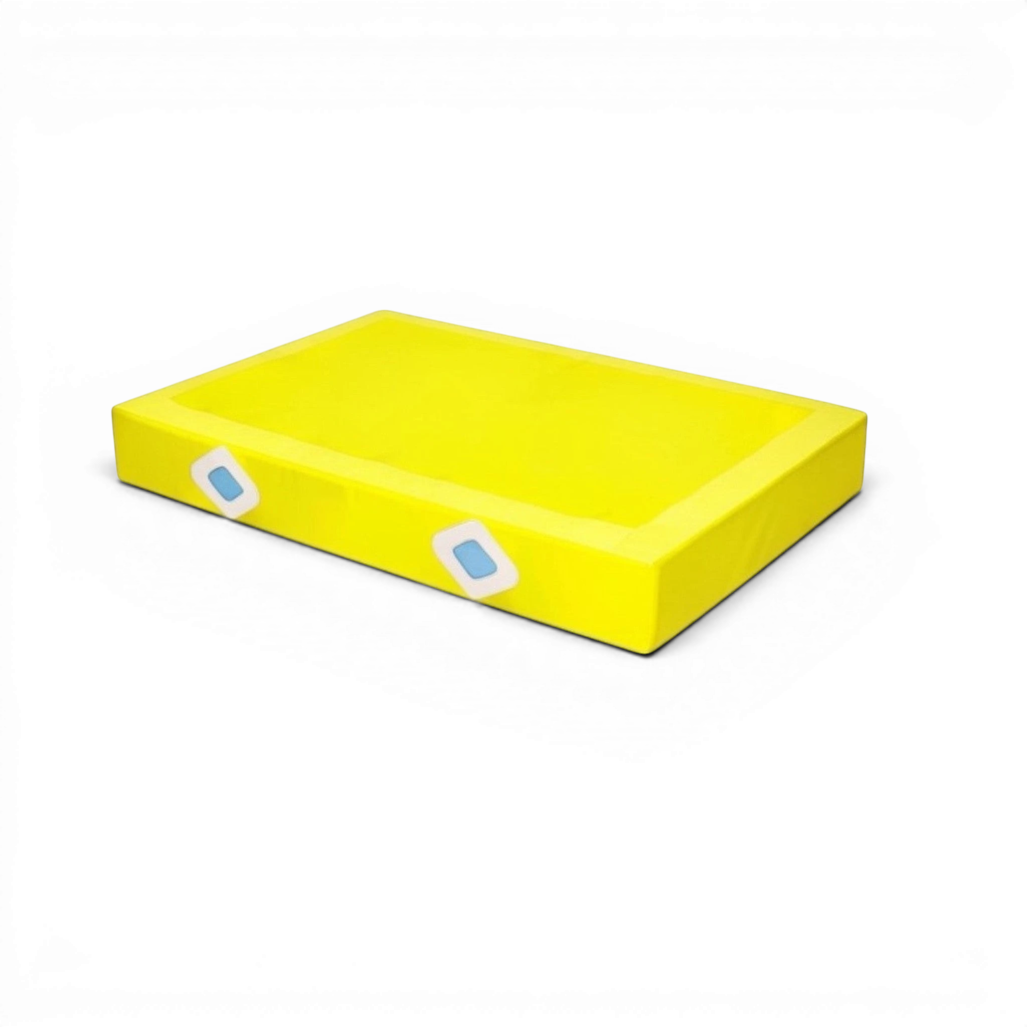 UK Gym Pits yellow FIG approved parallel bars landing mat with air distribution mesh windows and durable PVC cover.