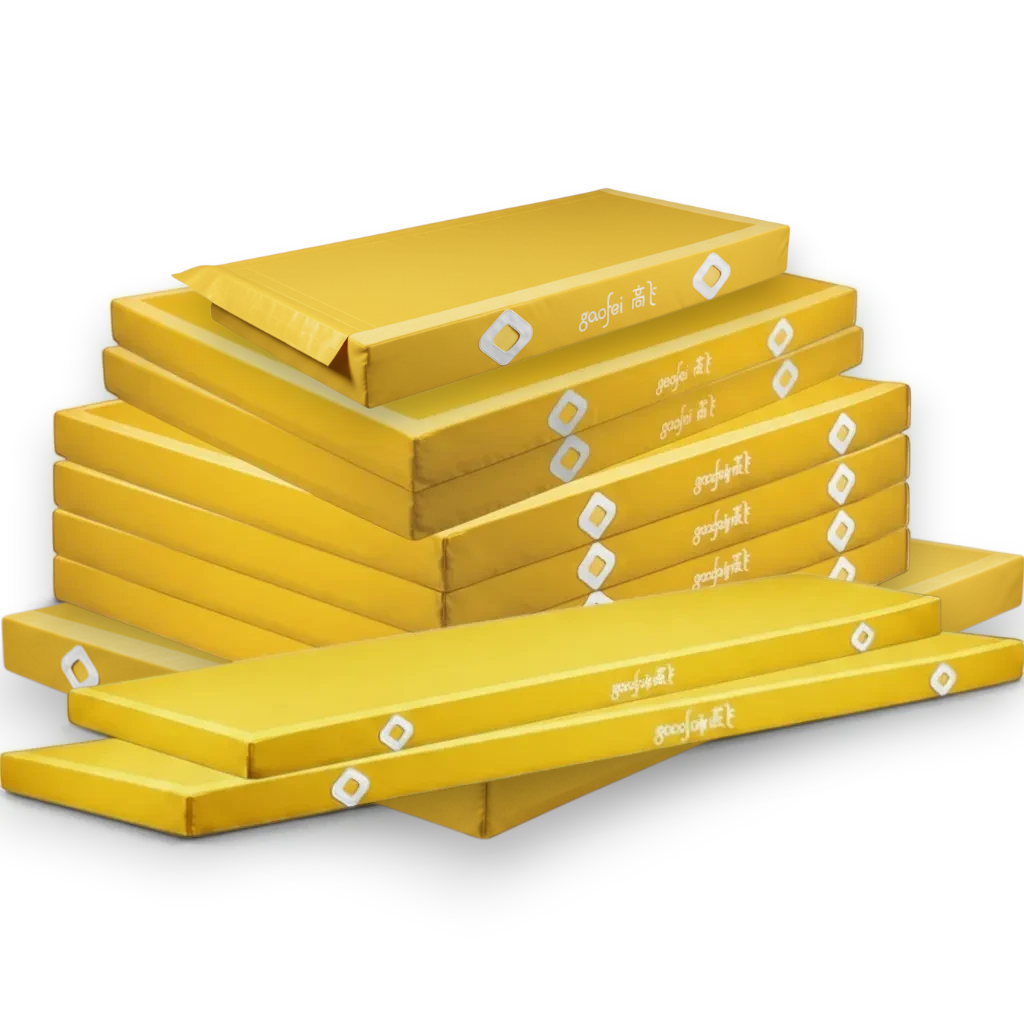 UK Gym Pits FIG approved yellow parallel bars landing mats with Velcro locking system and non-slip base.