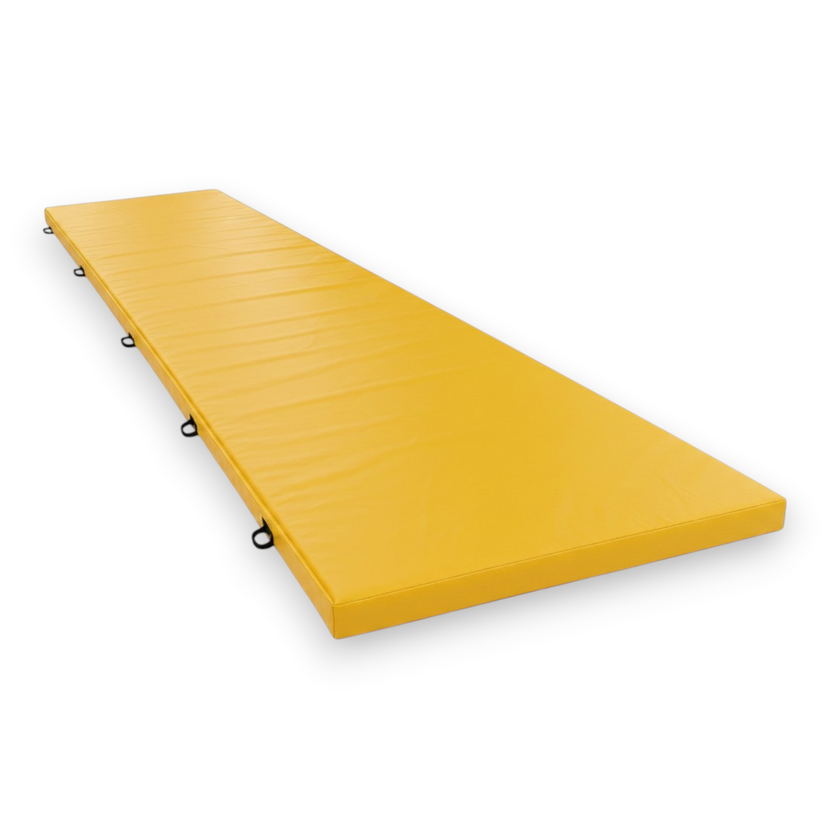 UK Gym Pits yellow PVC splat mat for gymnastics and martial arts with heavy-duty handles and shock-absorbing foam