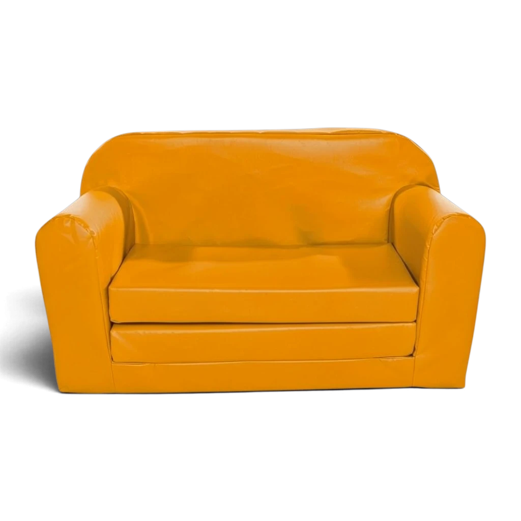 UK Gym Pits yellow vinyl soft play sofa bed for children made from durable foam for schools and nurseries